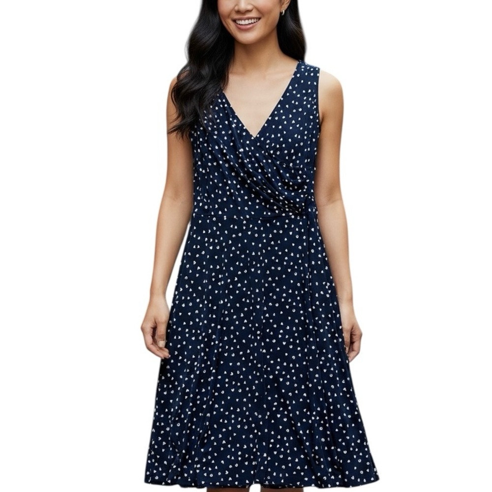 Gilli Dark Navy Polka Dot Midi Dress Sz S